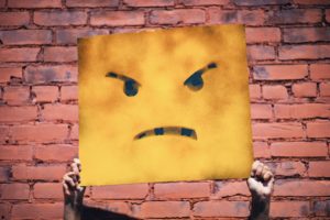 big mental blocks unhappy face, frustrated